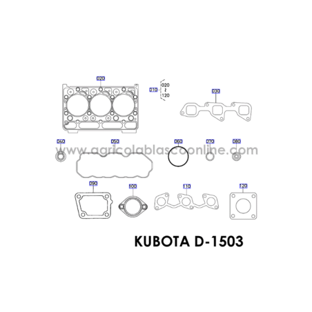 juego juntas superior culata motor kubota D1503 repuesto original big