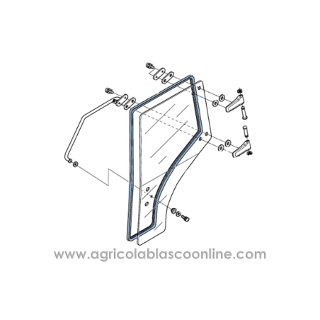 Goma Cristal puerta izquierda tractor Kubota M7040, M8540, M9540 DNT Frutero