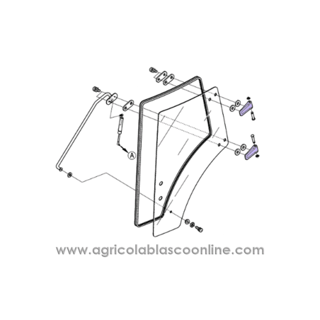 Bisagra puerta cristal tractor Kubota M6040, M7040, M8540, M8560, M9540, M9960, M5091, M5111STAND