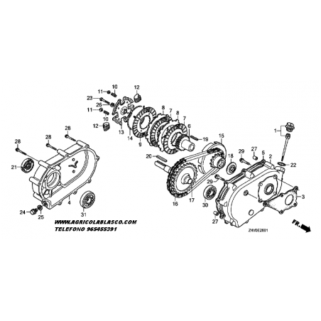 Kit embrague centrifugo reductora en baño aceite motor Honda GX160 Kit embrague centrifugo reductora en baño aceite motor Honda GX160