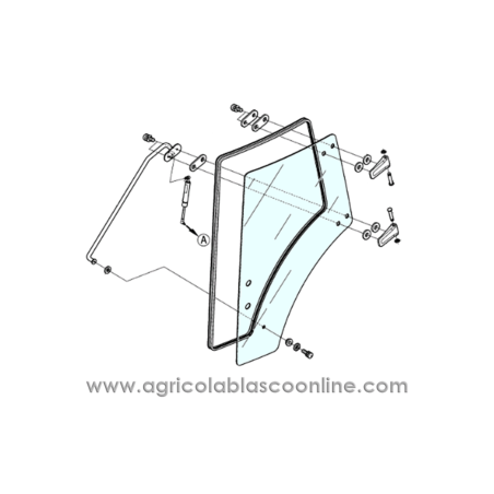 Cristal puerta izquierda tractor Kubota M6040, M7040, M8540, M8560, M9540, M9960, M5091, M5111STAND