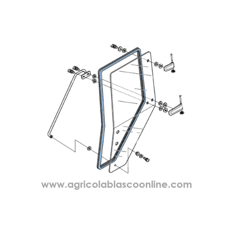 Goma Cristal puerta izquierda tractor Kubota Mod. M110, M120, M125, M128, M130