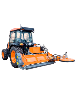 Desbrozadora / trituradora para tractor, marca Zomax. Con desplazamiento Lateral hidraulico y disco.
