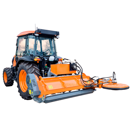 Desbrozadora / trituradora para tractor, marca Zomax. Con desplazamiento Lateral hidraulico y disco.