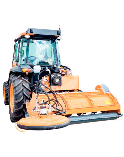 Desbrozadora / trituradora para tractor, marca Zomax. Con desplazamiento Lateral hidraulico y disco.