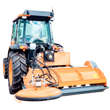 Desbrozadora / trituradora para tractor, marca Zomax. Con desplazamiento Lateral hidraulico y disco.