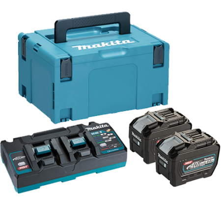 Kit de Baterías XGT 40v Max 5,0 Ah Makita con cargador doble de carga rápida