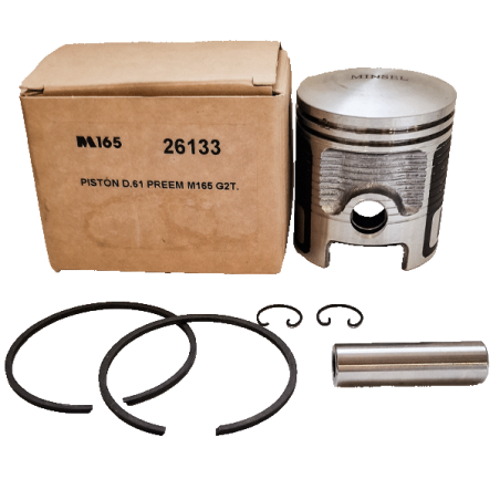 Piston completo motor Gasolina Minsel M165 diámetro 61mm x 2 Segmentos 2 mm