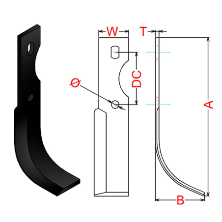 Cuchilla 112-BIS rotovator Agria 7500 Colibri