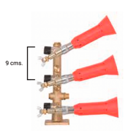 Columna con pulverizador regulable turbo 3 salidas latón módulo antigota
