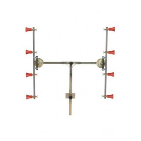 Barra en T con 4+4 pulverizadores turbo regulables y módulo antigota