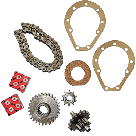 Kit piñones y cadena 56 transmisión Motocultor Agria 3000