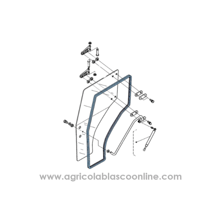 Goma Cristal puerta derecha tractor Kubota M7040, M8540, M9540 DNT Frutero